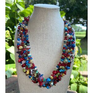 Bohemian Style Women's Statement Natural Stone Necklace -- 18"
